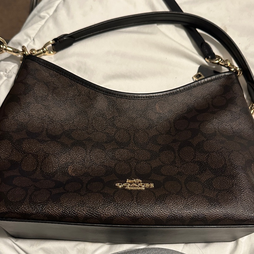 Coach Dark Brown Signature Shoulder Bag